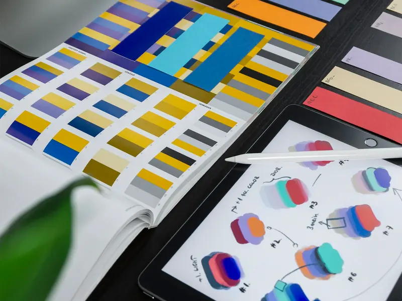 Color swatches and design tokens on a screen